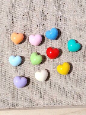 10 Small Multi Colored Heart Shaped Decorative Memo Bulletin Board Push Pins